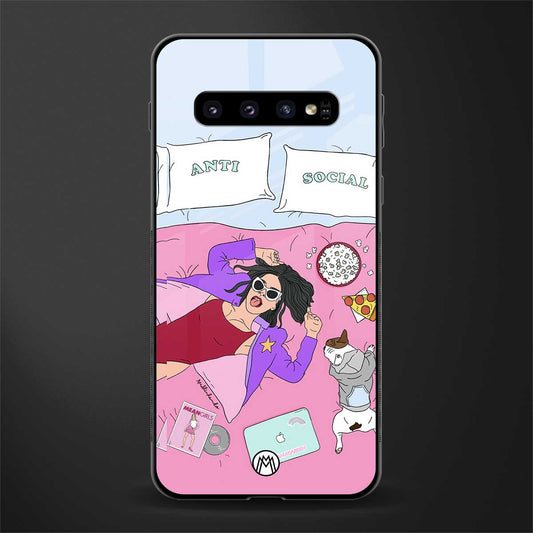 anti social chick girl glass case for samsung galaxy s10 image