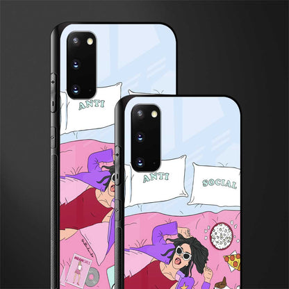 anti social chick girl glass case for samsung galaxy s20 image-2
