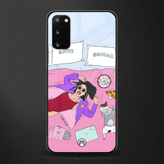 anti social chick girl glass case for samsung galaxy s20 image