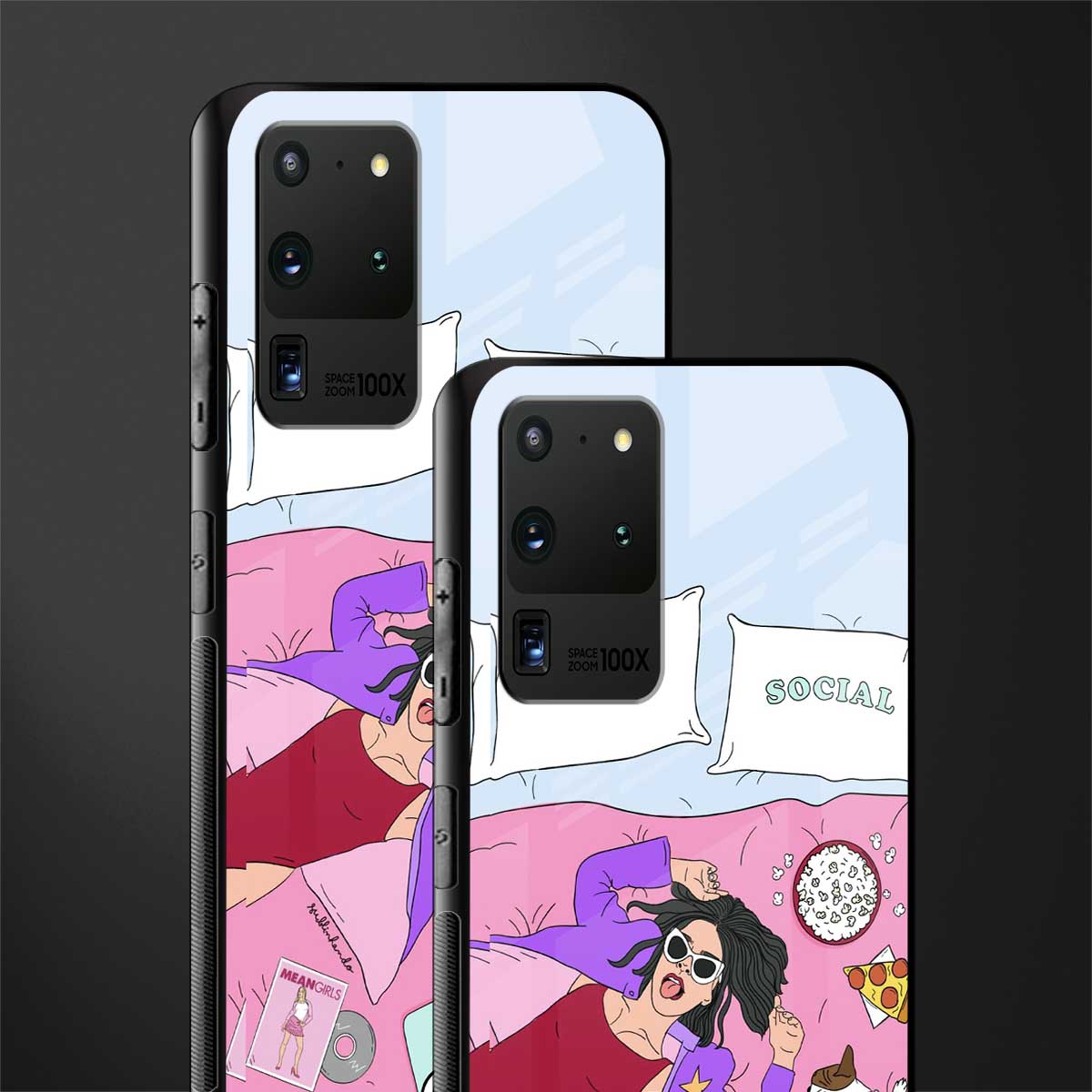 anti social chick girl glass case for samsung galaxy s20 ultra image-2