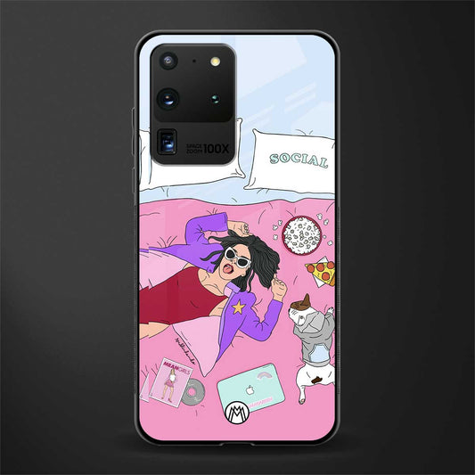 anti social chick girl glass case for samsung galaxy s20 ultra image