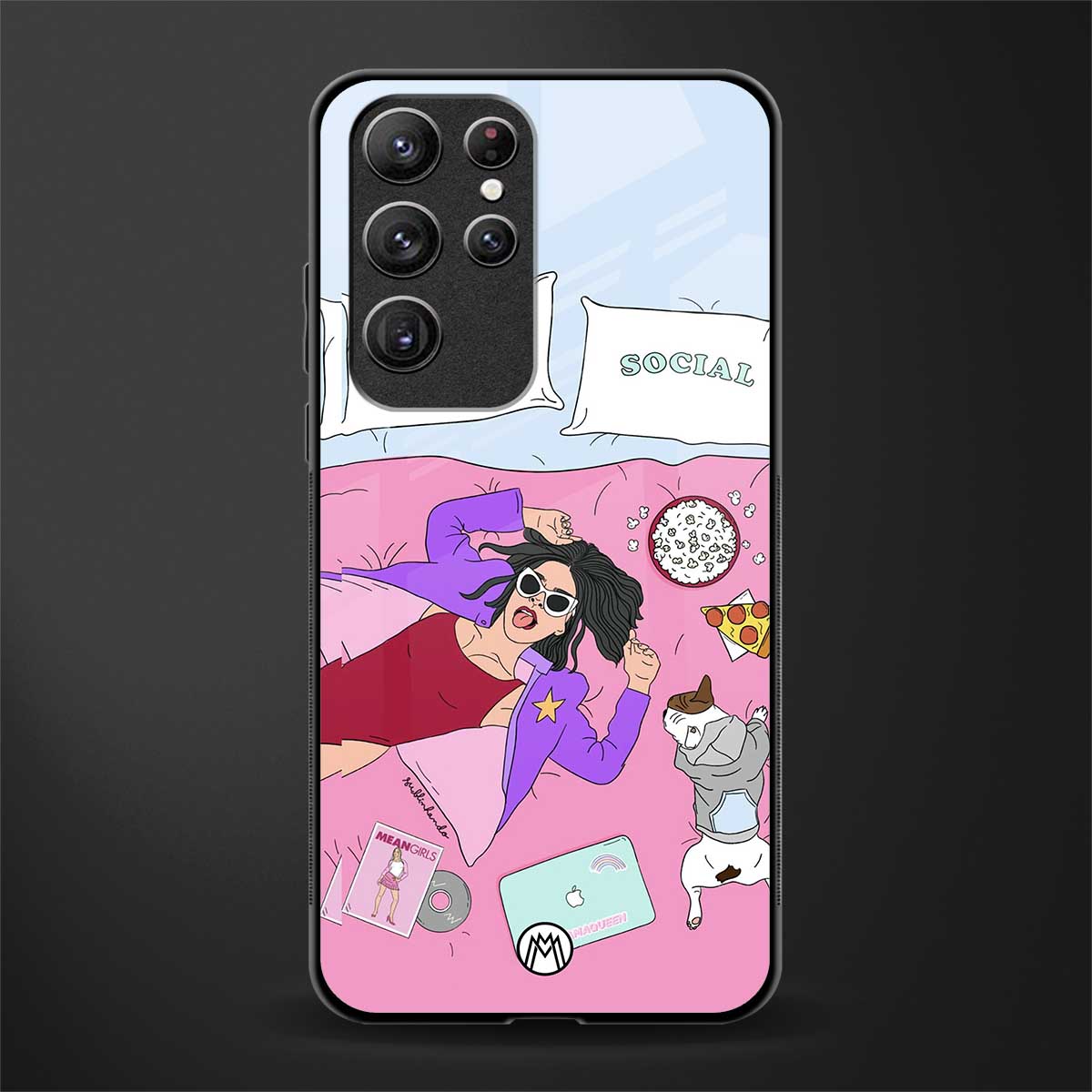 anti social chick girl glass case for samsung galaxy s22 ultra 5g image