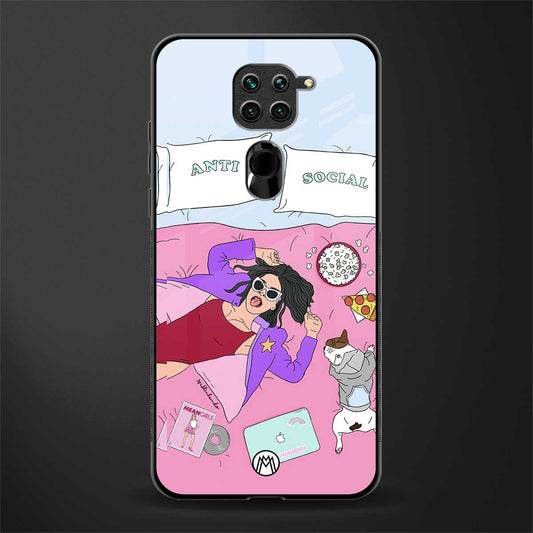 anti social chick girl glass case for redmi note 9 image