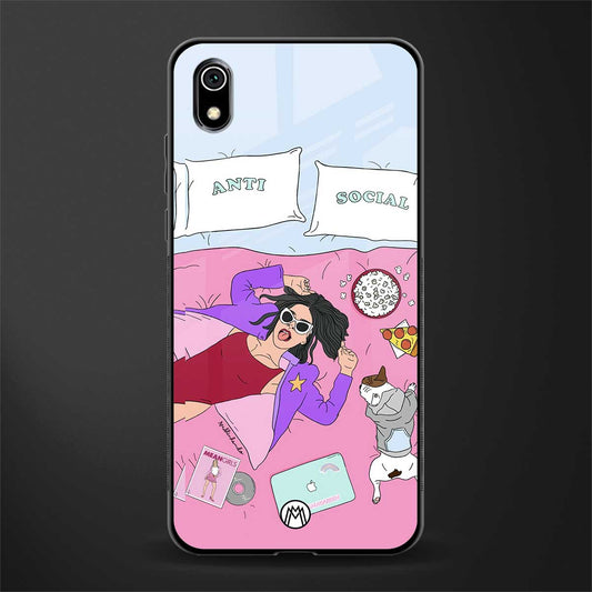 anti social chick girl glass case for redmi 7a image
