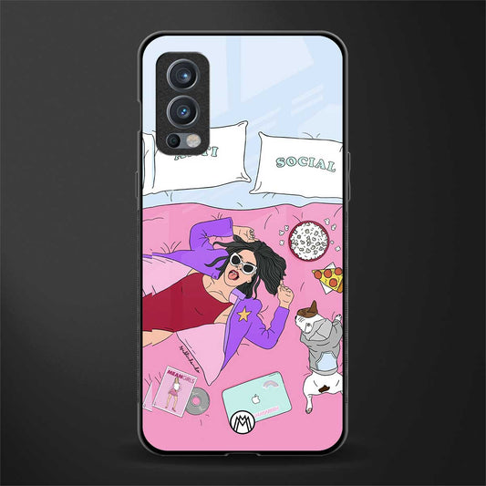 anti social chick girl glass case for oneplus nord 2 5g image