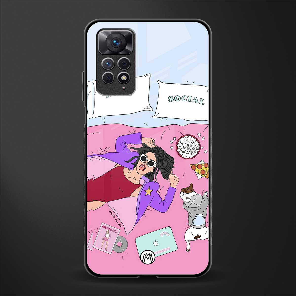 anti social chick girl glass case for redmi note 11 pro image