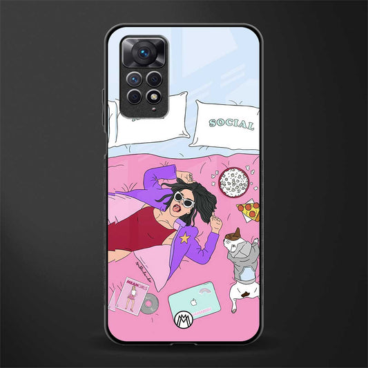 anti social chick girl glass case for redmi note 11s image