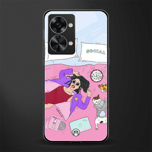 anti social chick girl glass case for phone case | glass case for oneplus nord 2t 5g