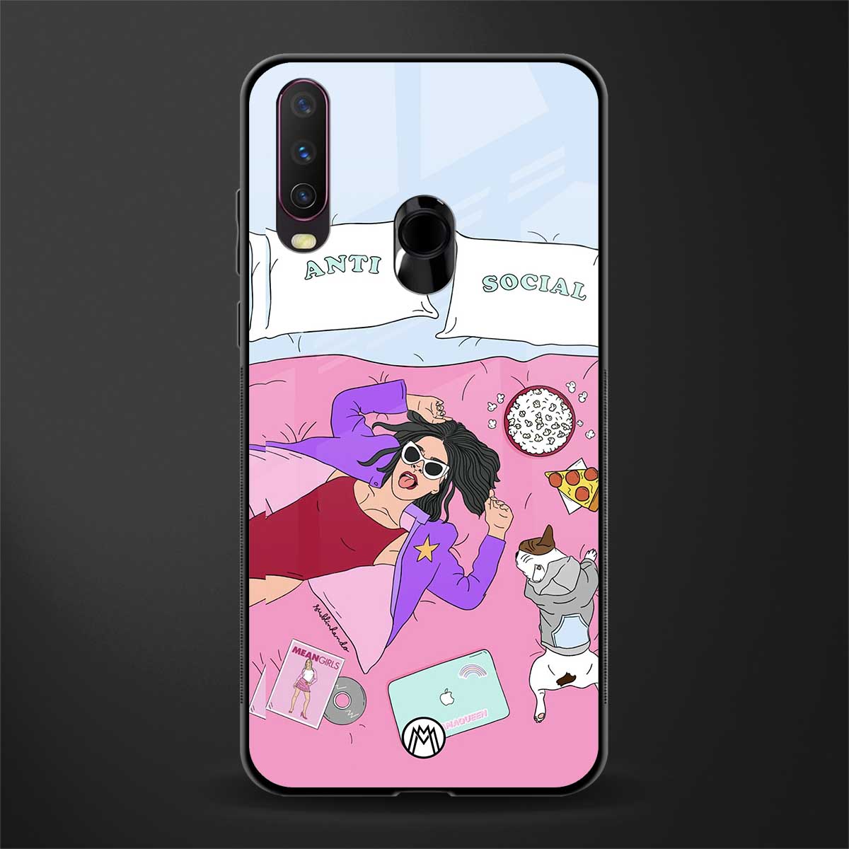 anti social chick girl glass case for vivo y17 image