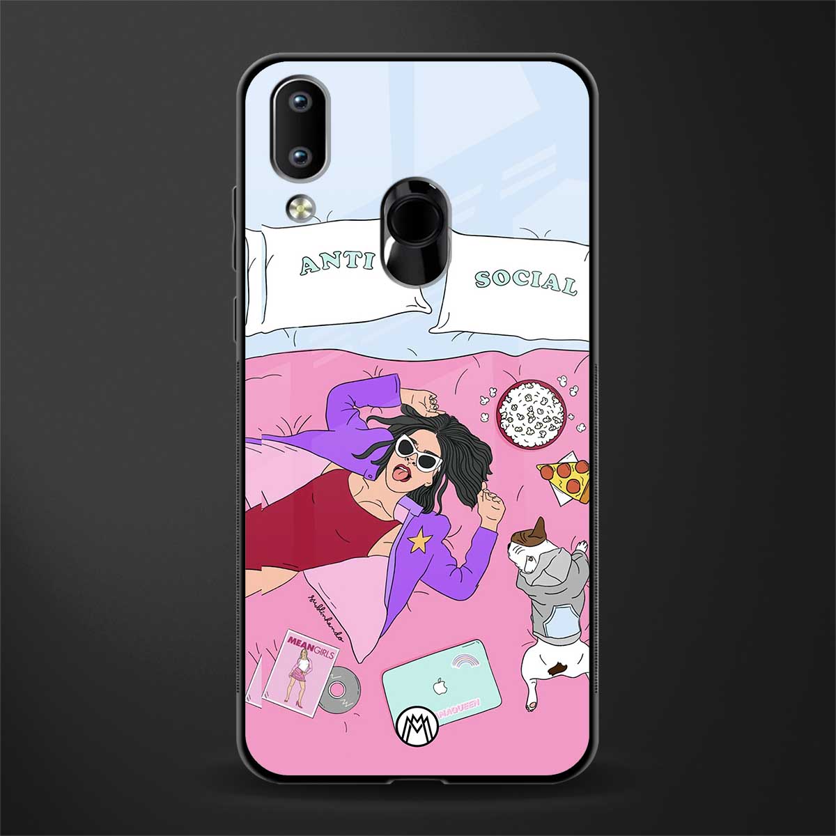 anti social chick girl glass case for vivo y91 image
