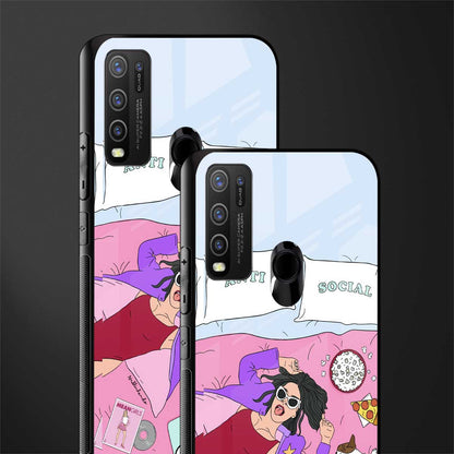 anti social chick girl glass case for vivo y30 image-2