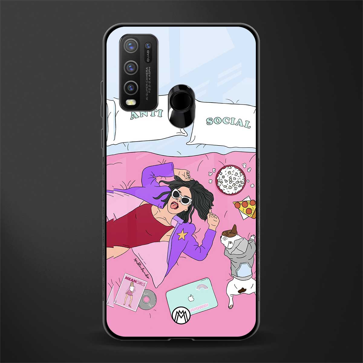 anti social chick girl glass case for vivo y50 image