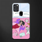 anti social chick girl glass case for samsung galaxy a21s image