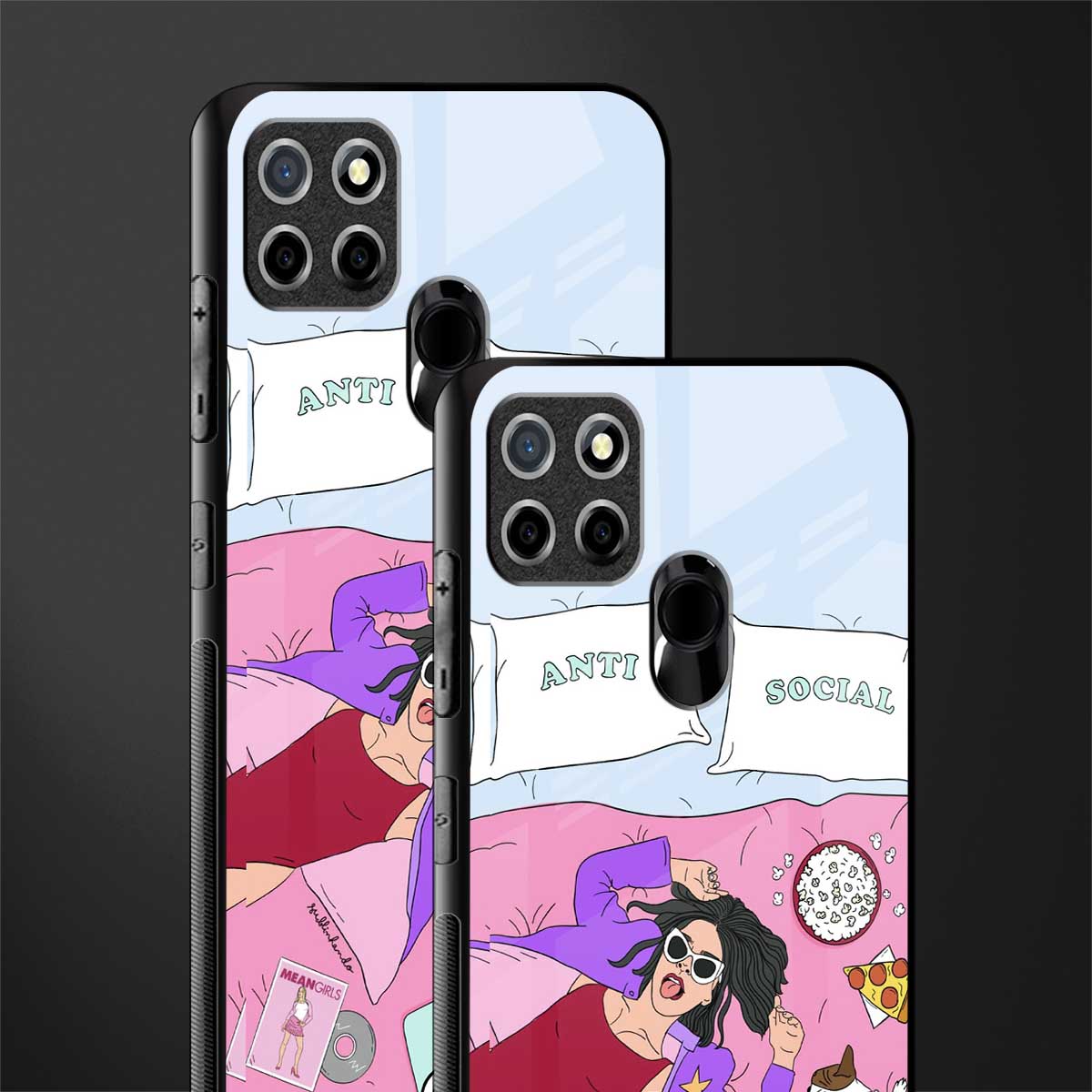 anti social chick girl glass case for realme narzo 30a image-2