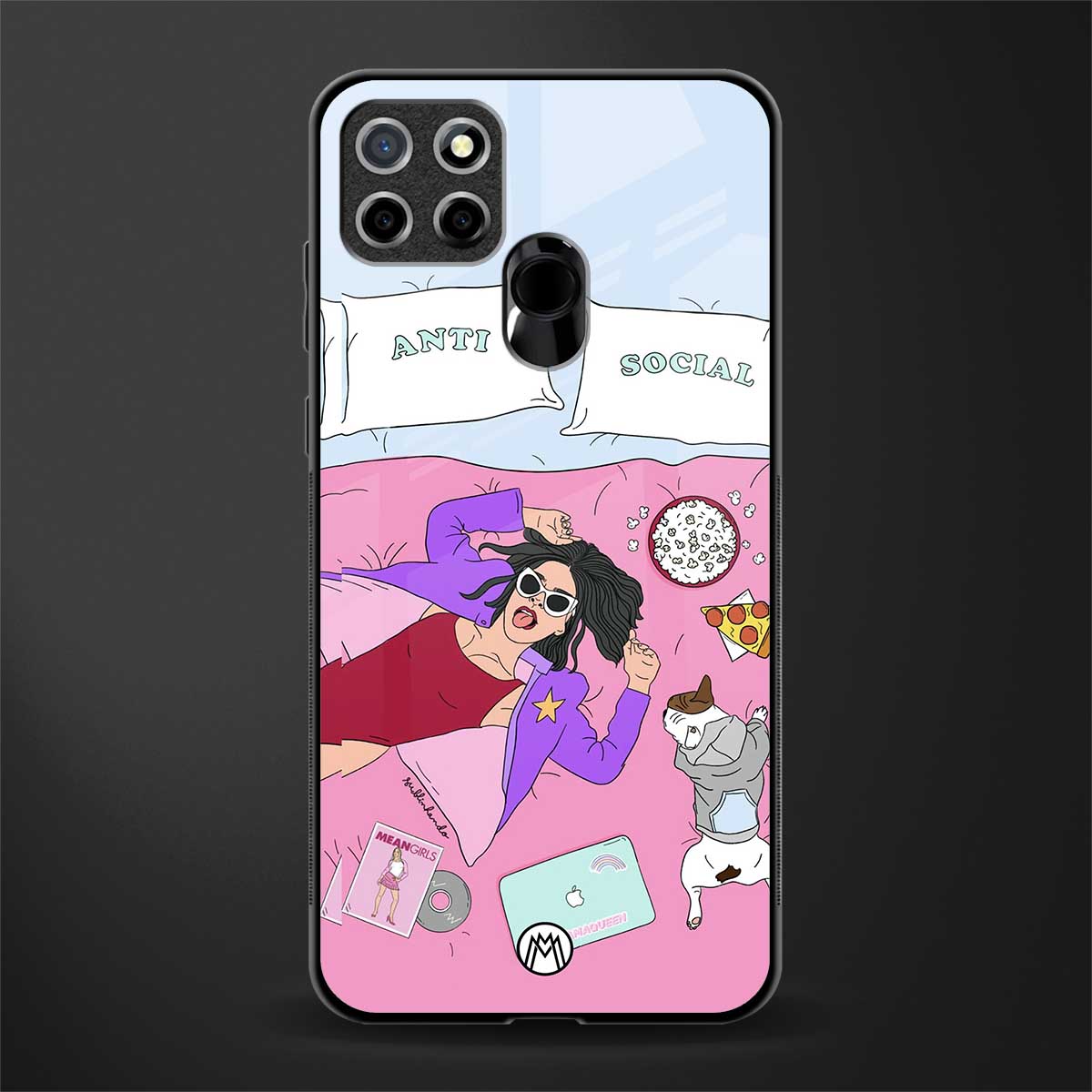 anti social chick girl glass case for realme narzo 30a image