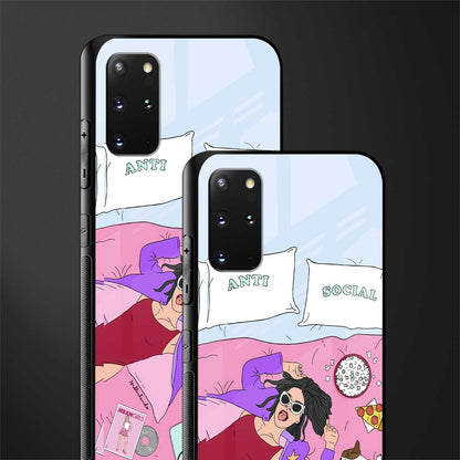 anti social chick girl glass case for samsung galaxy s20 plus image-2