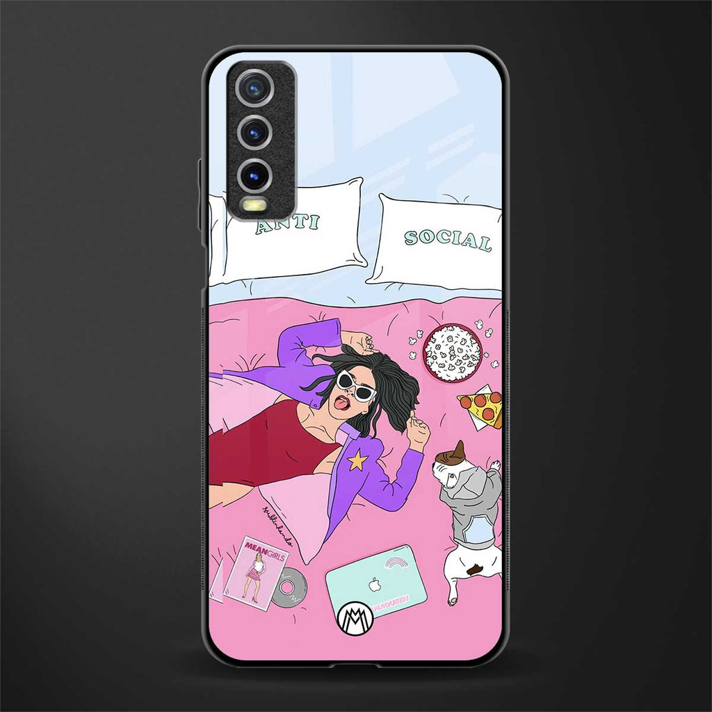 anti social chick girl glass case for vivo y20i vivo y20t image