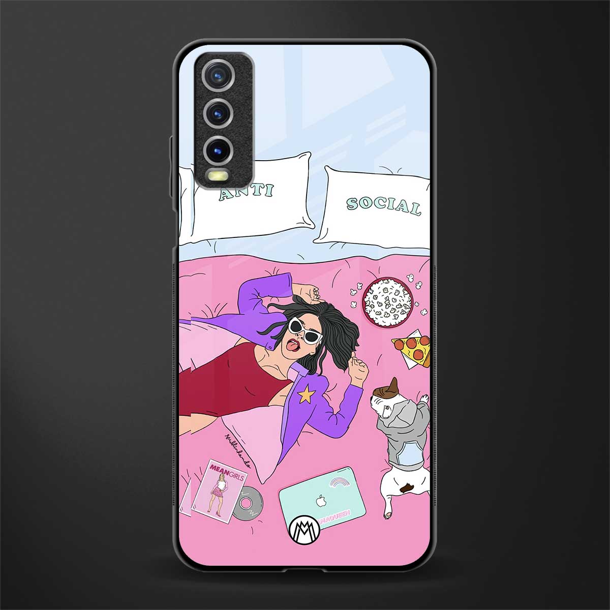 anti social chick girl glass case for vivo y20i vivo y20t image
