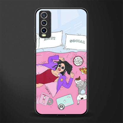 anti social chick girl glass case for vivo y12s image