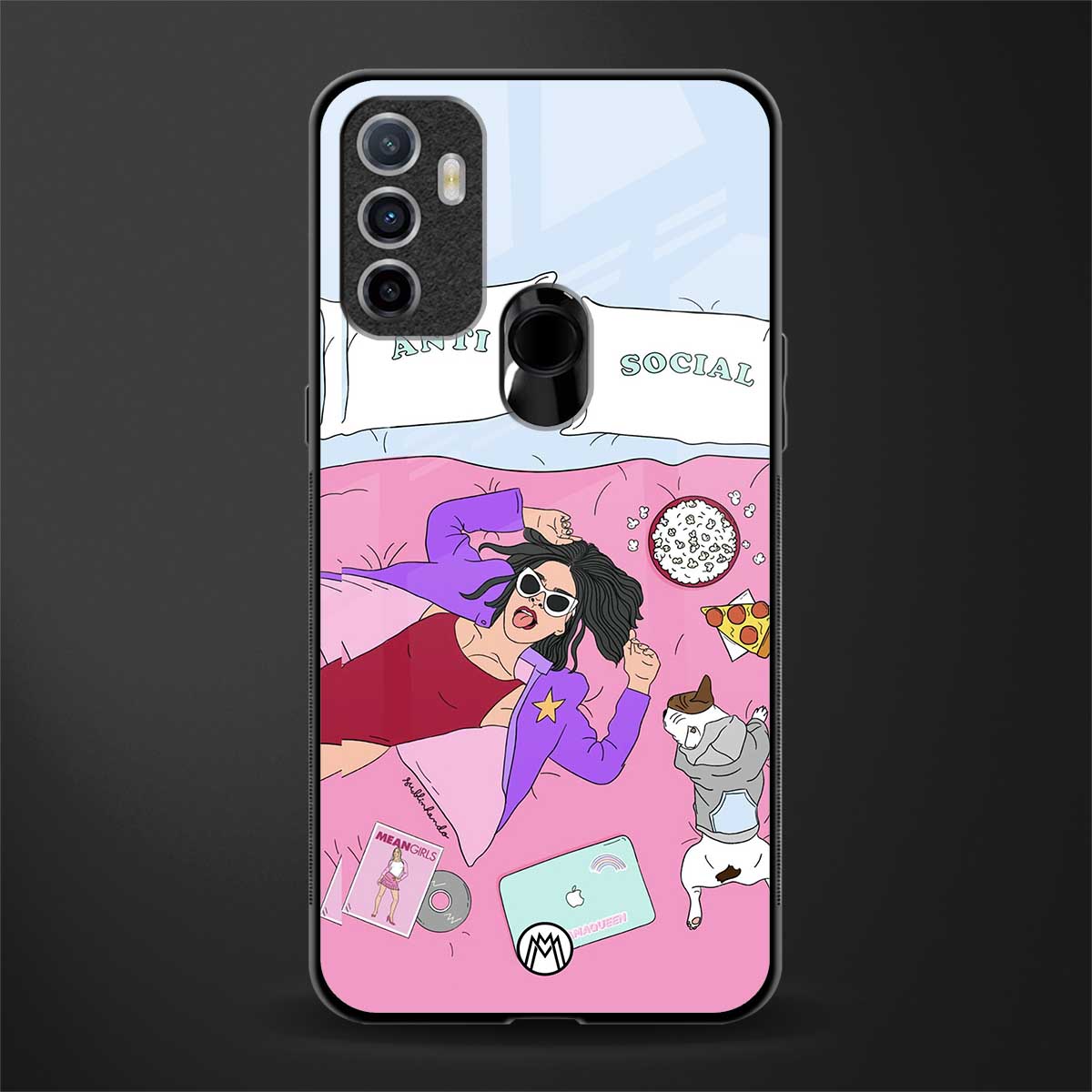 anti social chick girl glass case for oppo a53 image