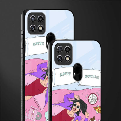 anti social chick girl glass case for oppo a15s image-2