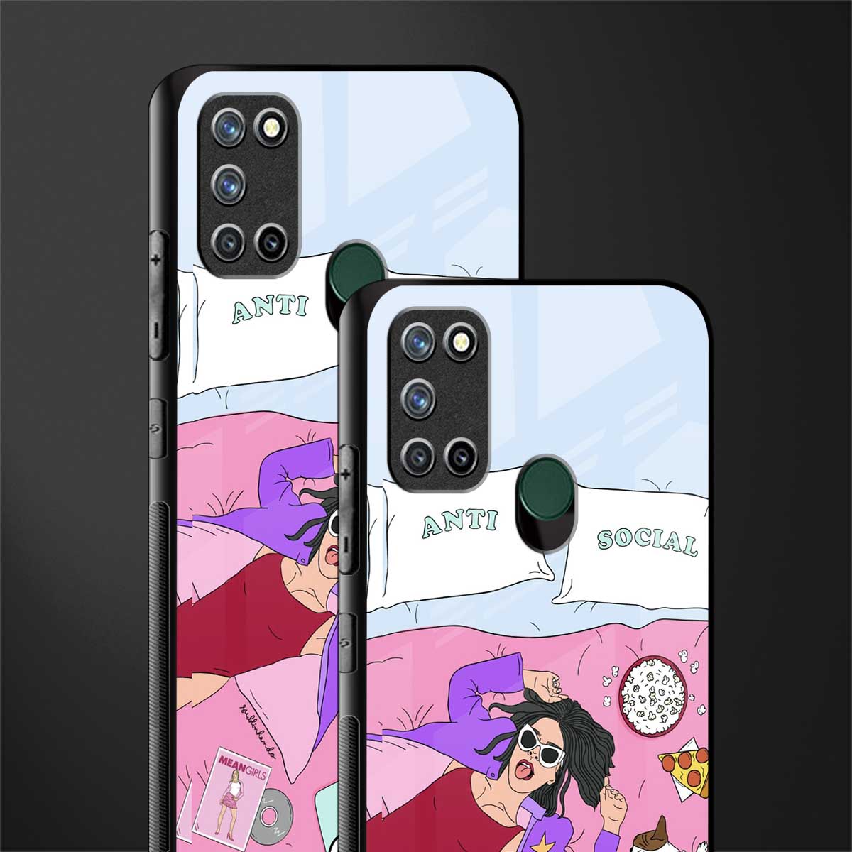 anti social chick girl glass case for realme 7i image-2