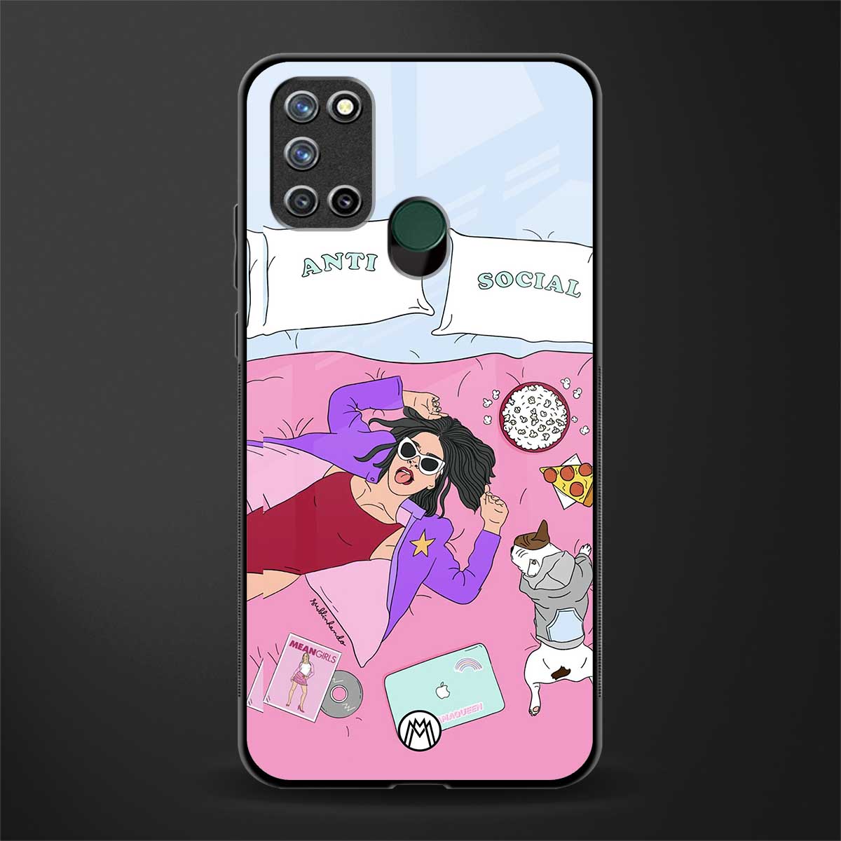 anti social chick girl glass case for realme 7i image
