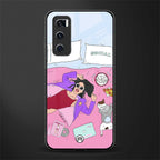 anti social chick girl glass case for vivo v20 se image