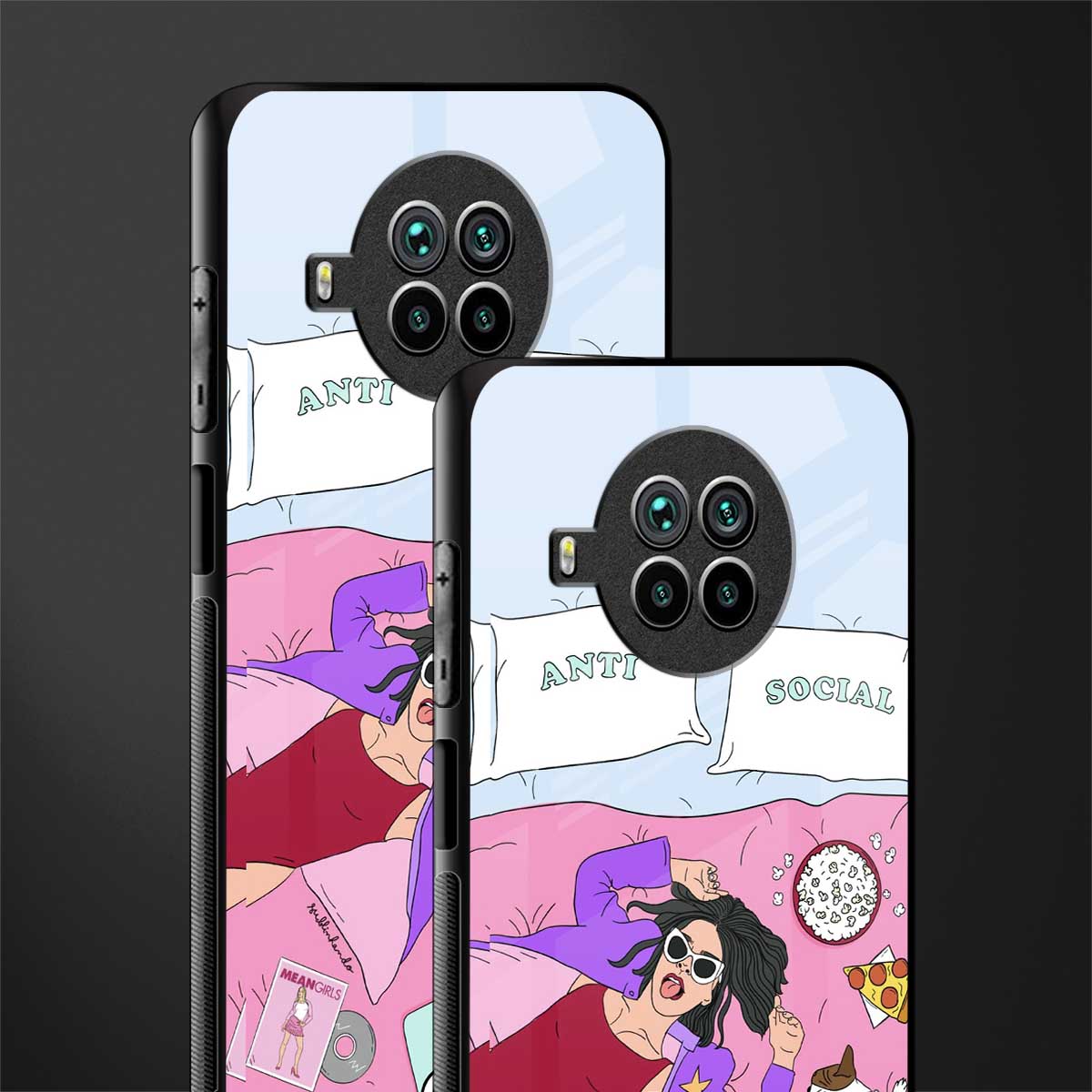 anti social chick girl glass case for mi 10i image-2