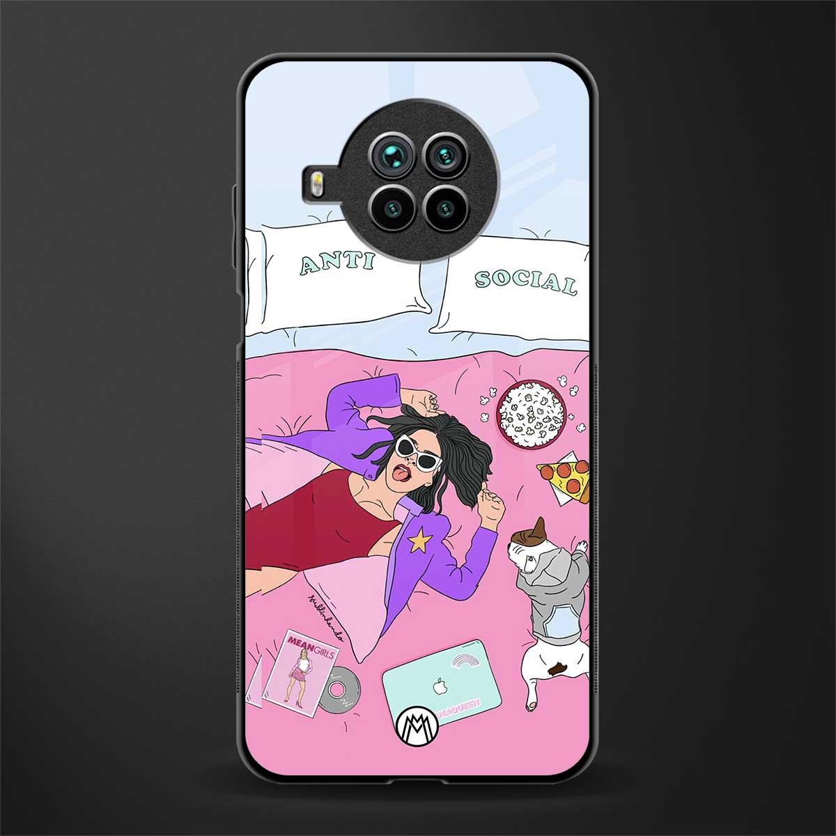 anti social chick girl glass case for mi 10i image