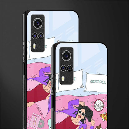 anti social chick girl glass case for vivo y53s image-2