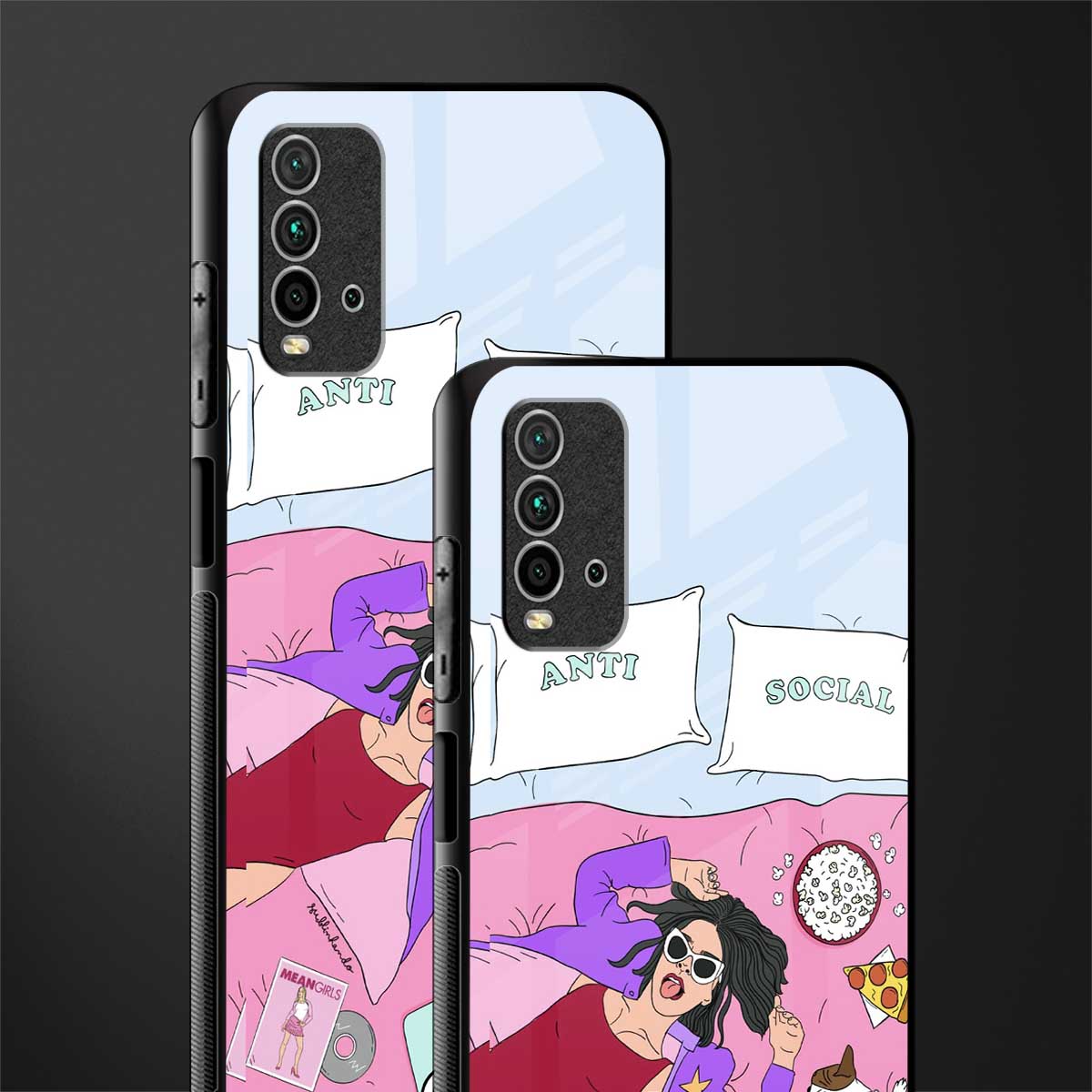 anti social chick girl glass case for redmi 9 power image-2