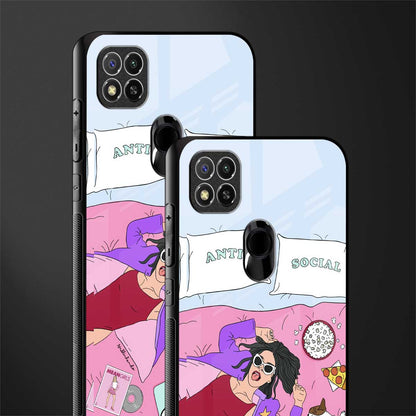 anti social chick girl glass case for redmi 9 image-2