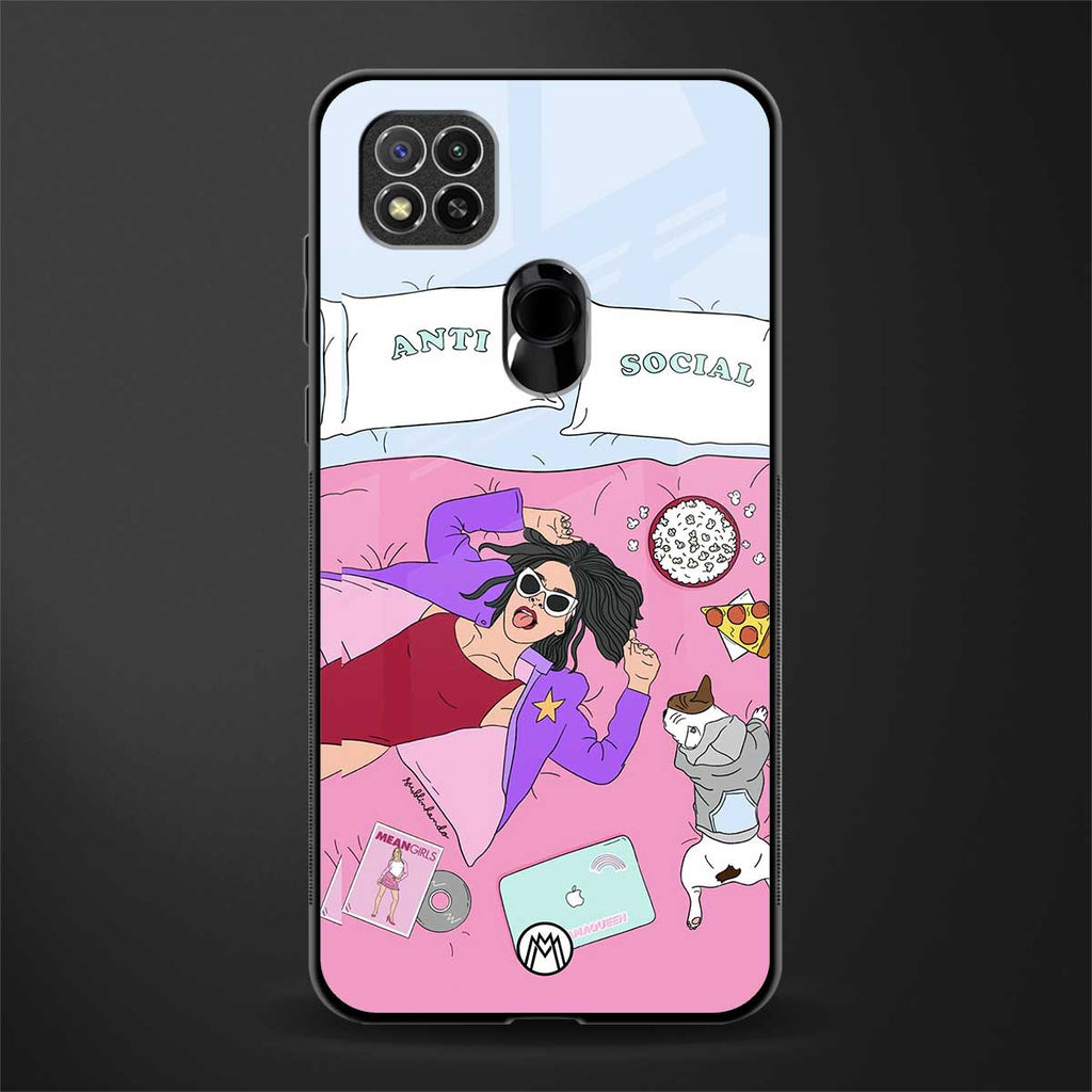 anti social chick girl glass case for redmi 9c image