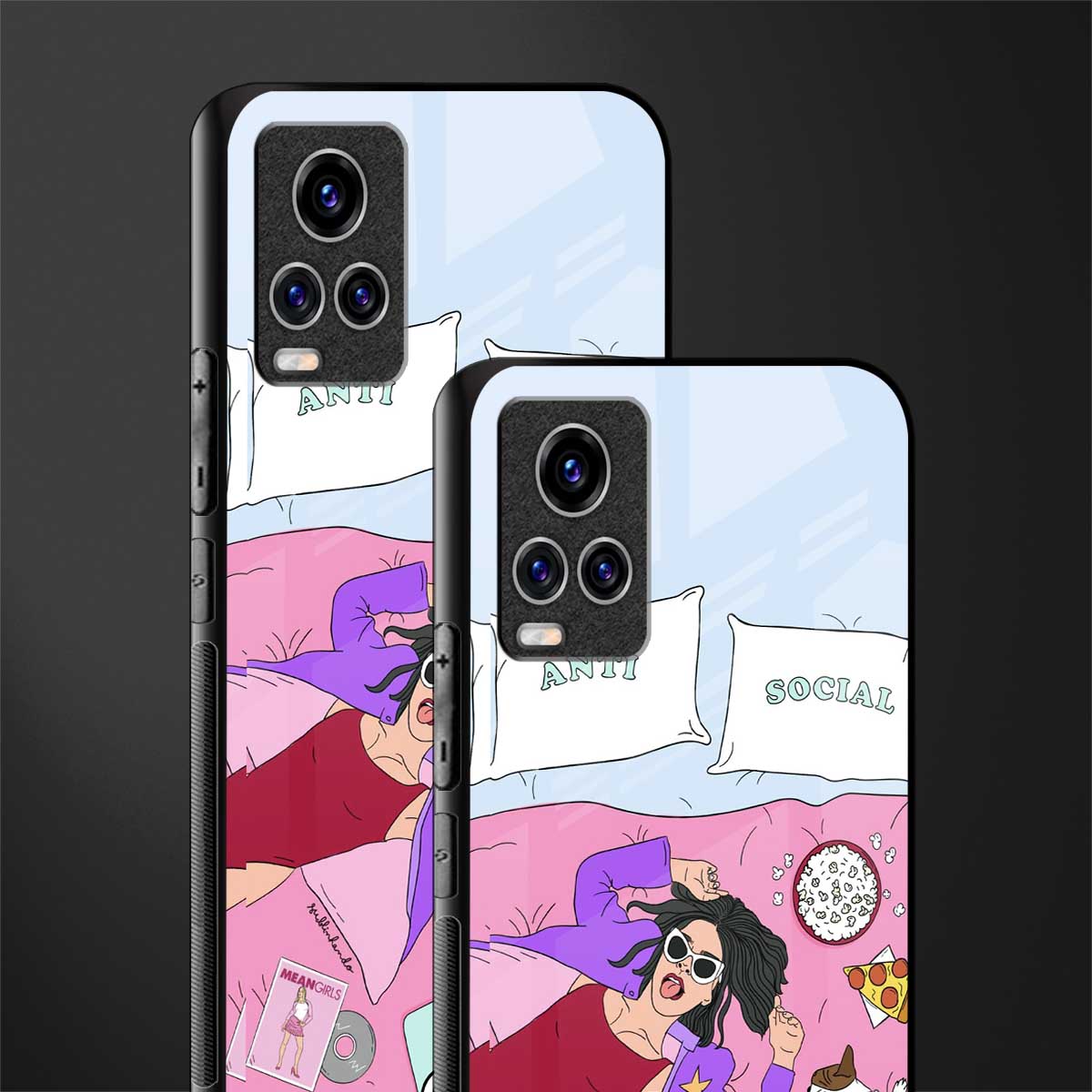 anti social chick girl glass case for vivo v20 pro image-2