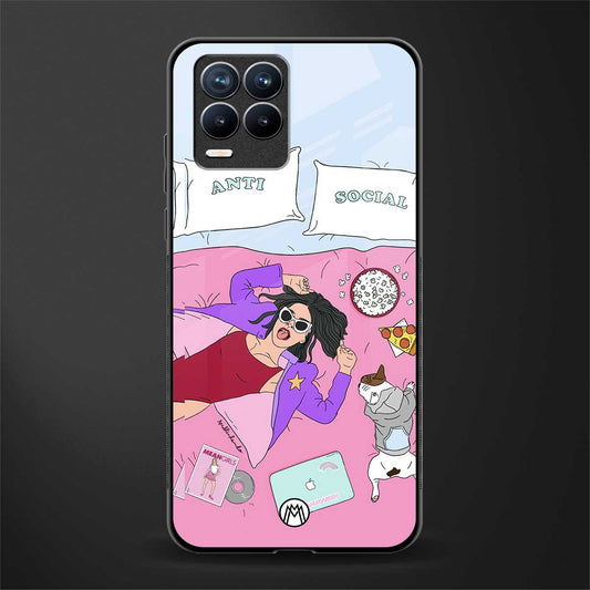 anti social chick girl glass case for realme 8 4g image