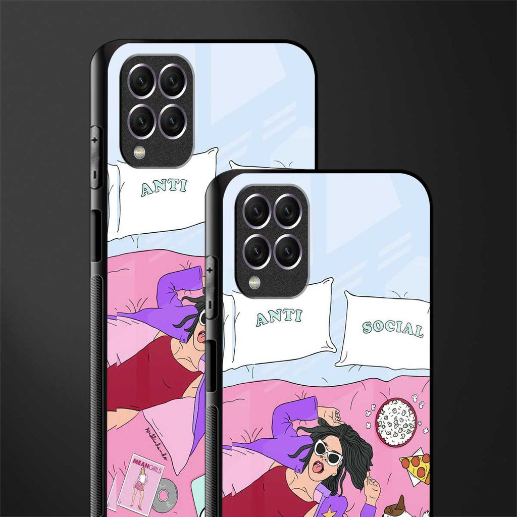 anti social chick girl glass case for samsung galaxy f62 image-2