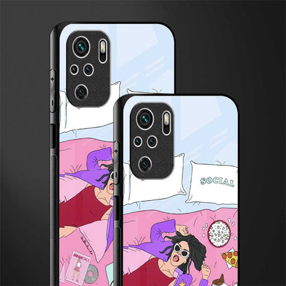anti social chick girl glass case for redmi note 10s image-2
