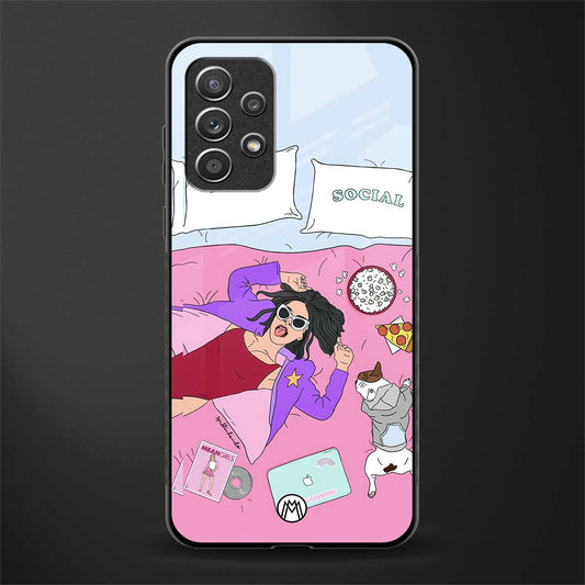 anti social chick girl glass case for samsung galaxy a72 image
