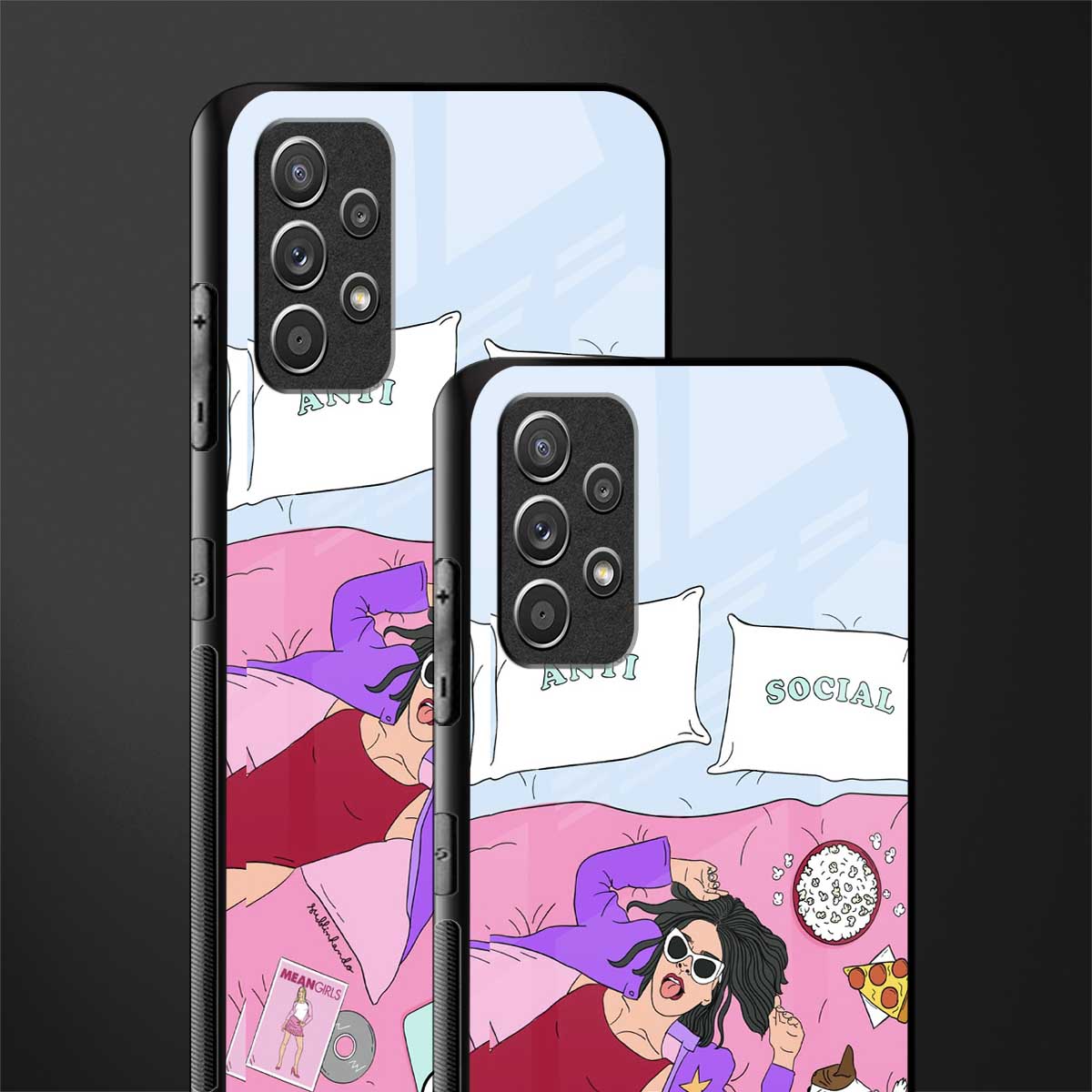 anti social chick girl glass case for samsung galaxy a32 4g image-2