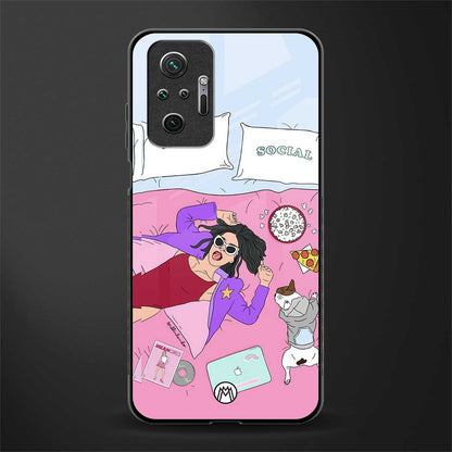 anti social chick girl glass case for redmi note 10 pro max image