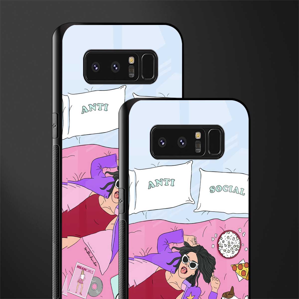 anti social chick girl glass case for samsung galaxy note 8 image-2