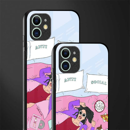 anti social chick girl glass case for iphone 12 image-2