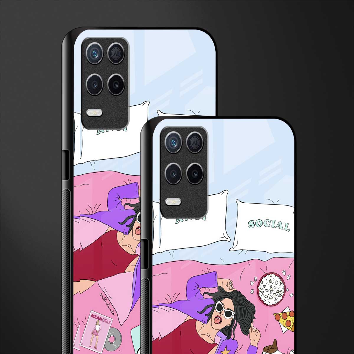anti social chick girl glass case for realme 8 5g image-2