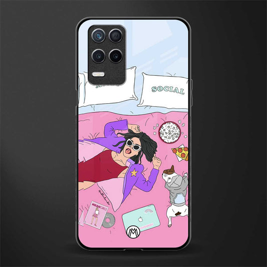 anti social chick girl glass case for realme narzo 30 5g image