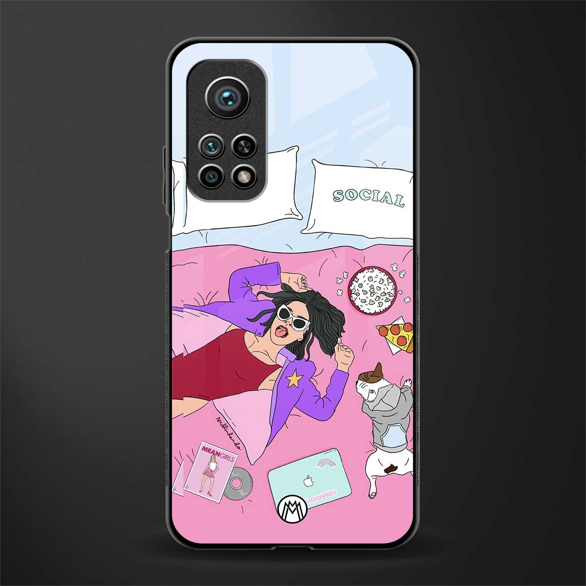 anti social chick girl glass case for mi 10t 5g image