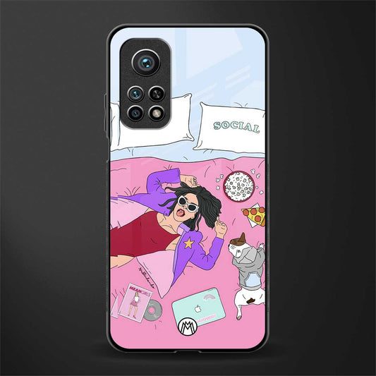 anti social chick girl glass case for mi 10t pro image