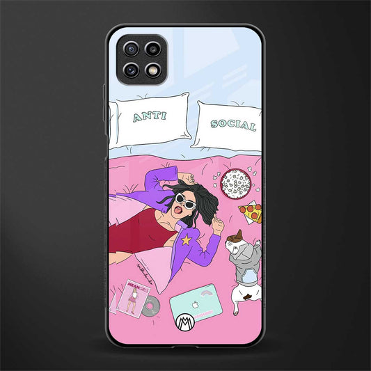 anti social chick girl glass case for samsung galaxy a22 5g image