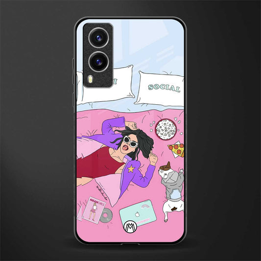 anti social chick girl glass case for vivo v21e 5g image