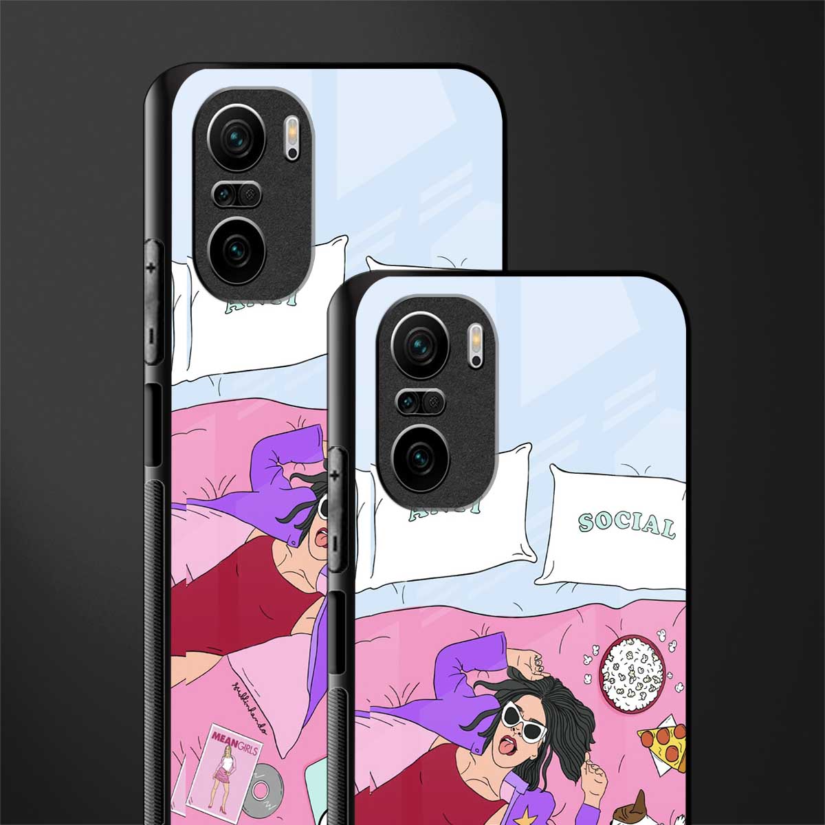 anti social chick girl glass case for mi 11x 5g image-2